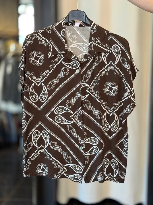 Camicia marrone in fantasia bianca in taglia unica 2886
