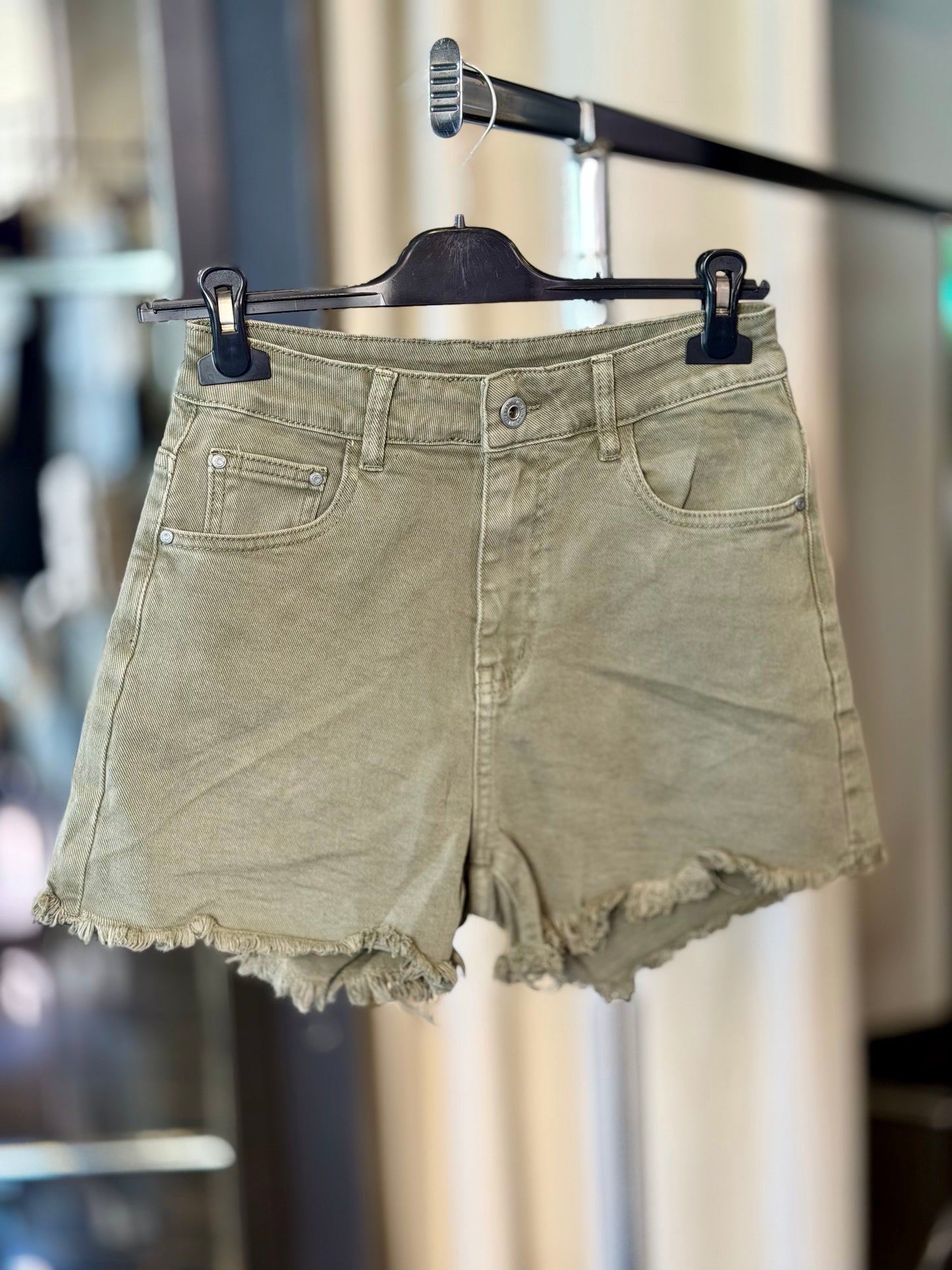 Shorts in jeans verde militare 2379
