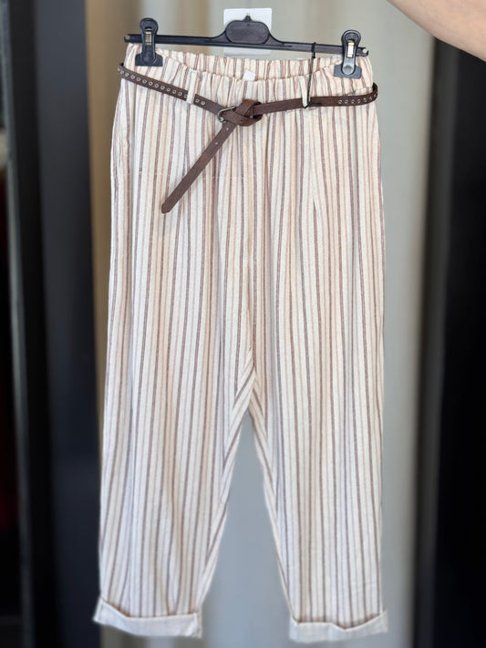 Pantalone Slim a righe Bordeaux in taglia unica 2725