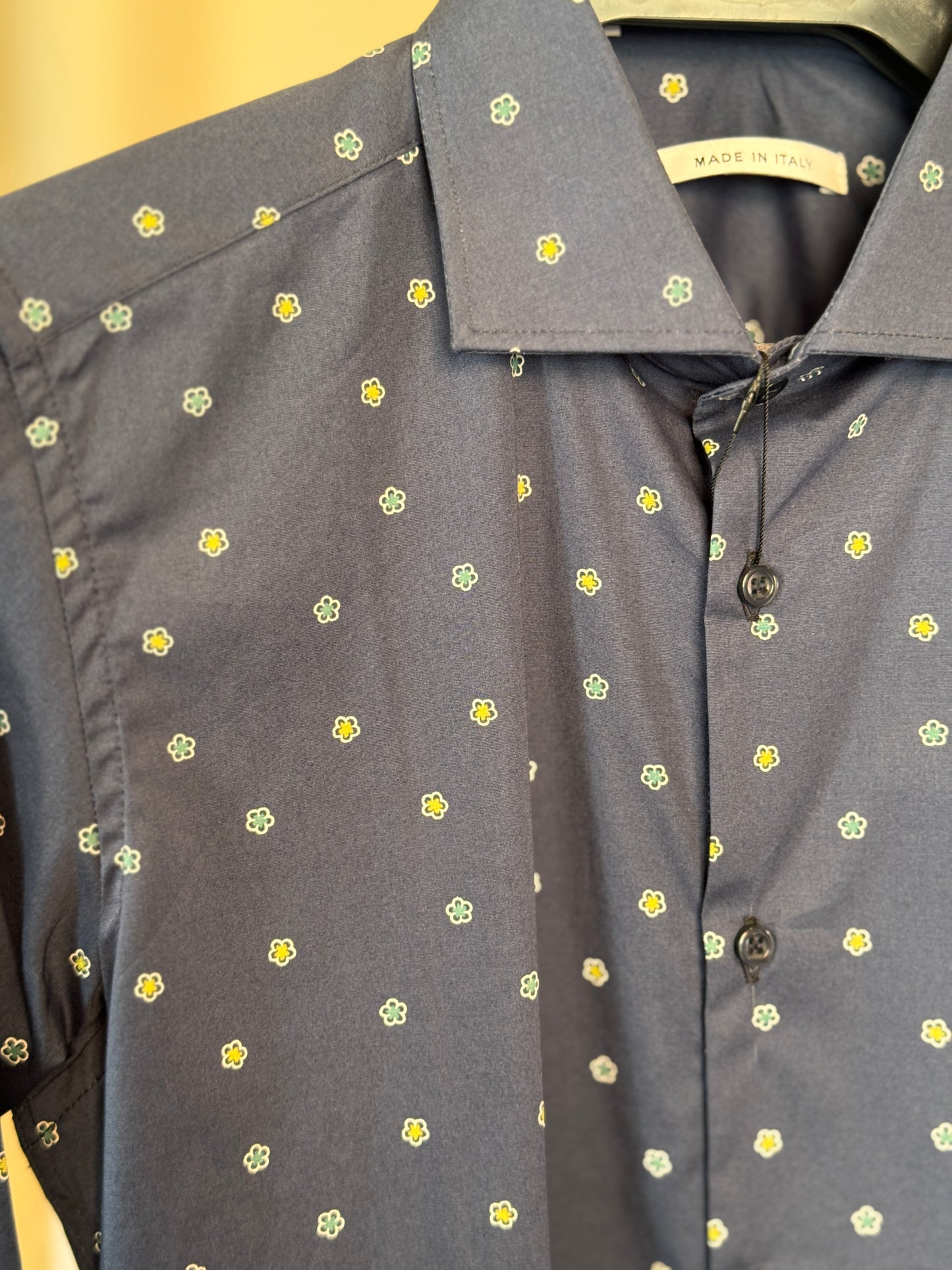 Camicia blu in fantasia fiori 2616