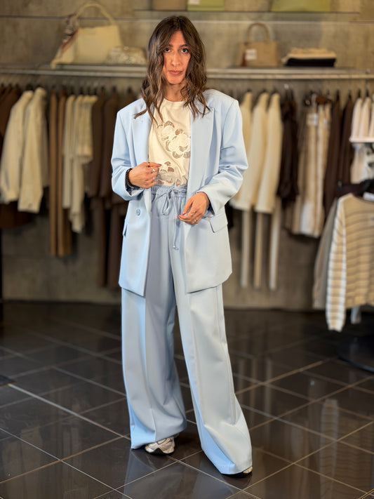 Tailleur oversize azzurro (giacca + pantalone) in taglia unica 2179