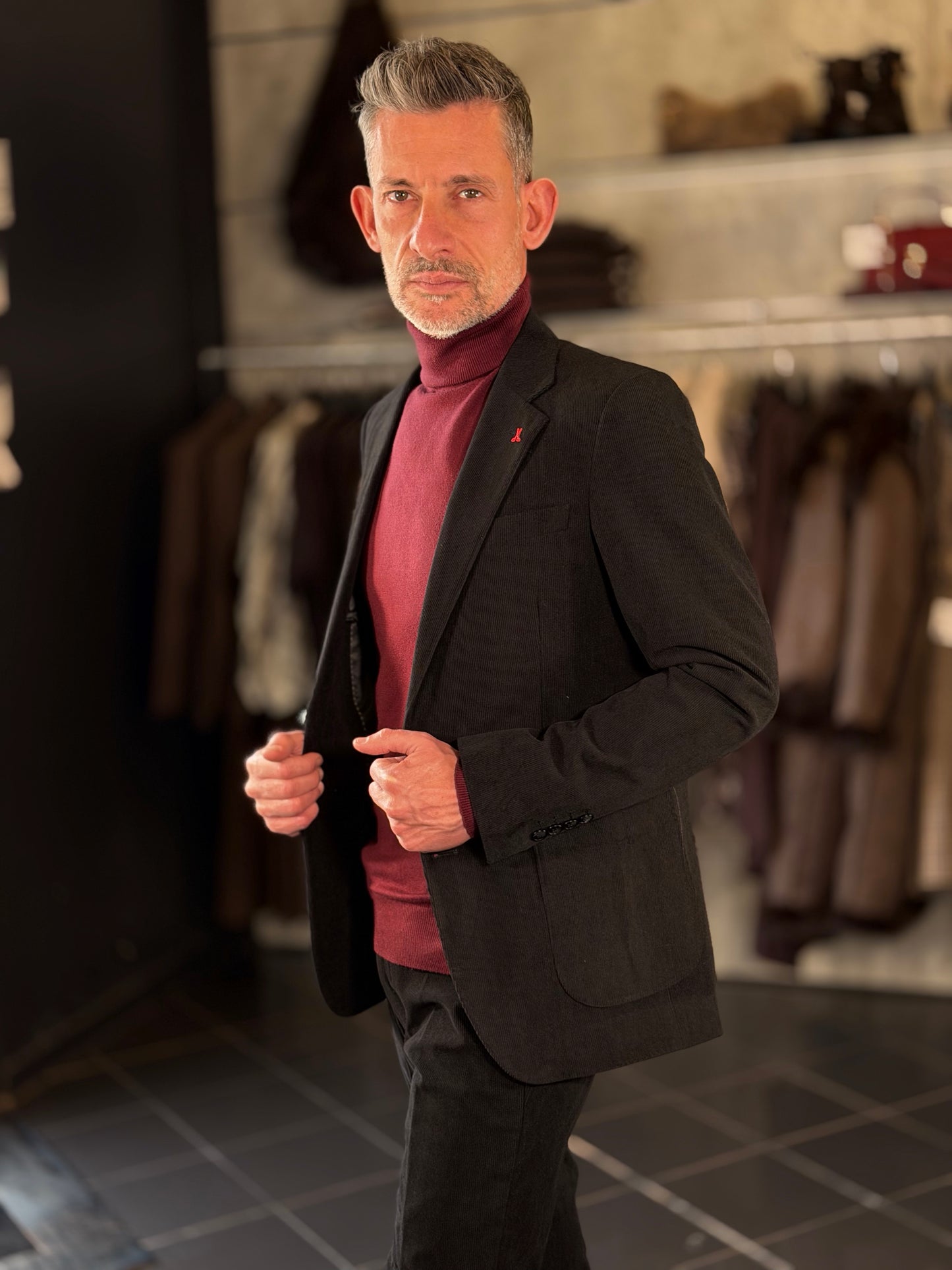 Abito (Giacca + Pantalone) effetto velluto nero 2582