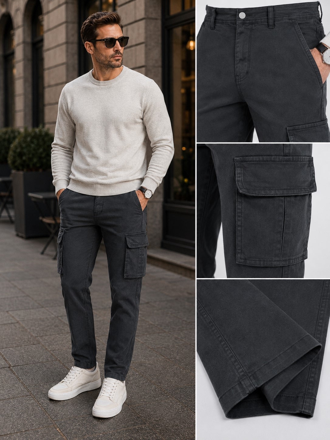 Pantalone cargo grigio
