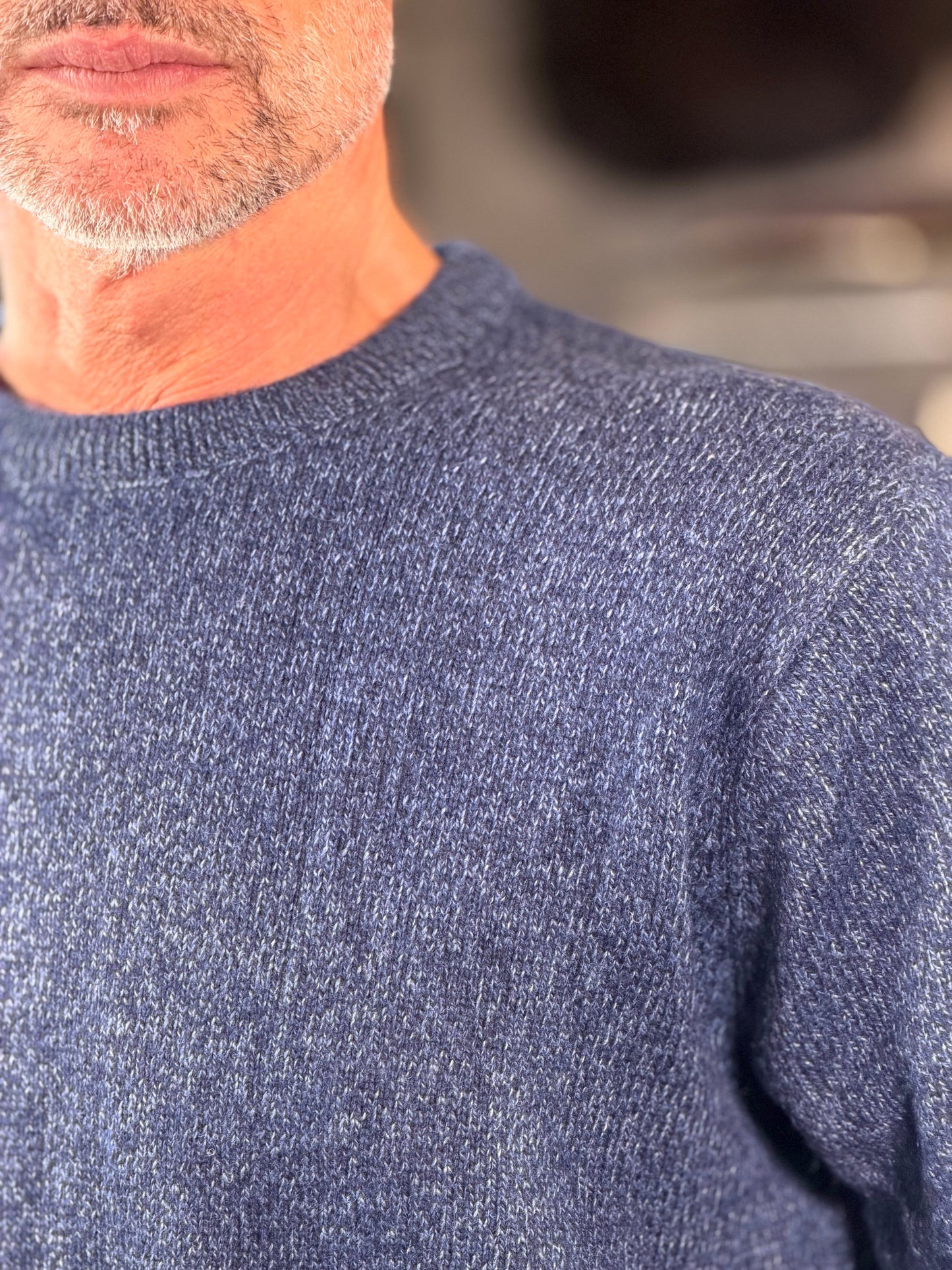 Maglione girocollo mélange blu 2596