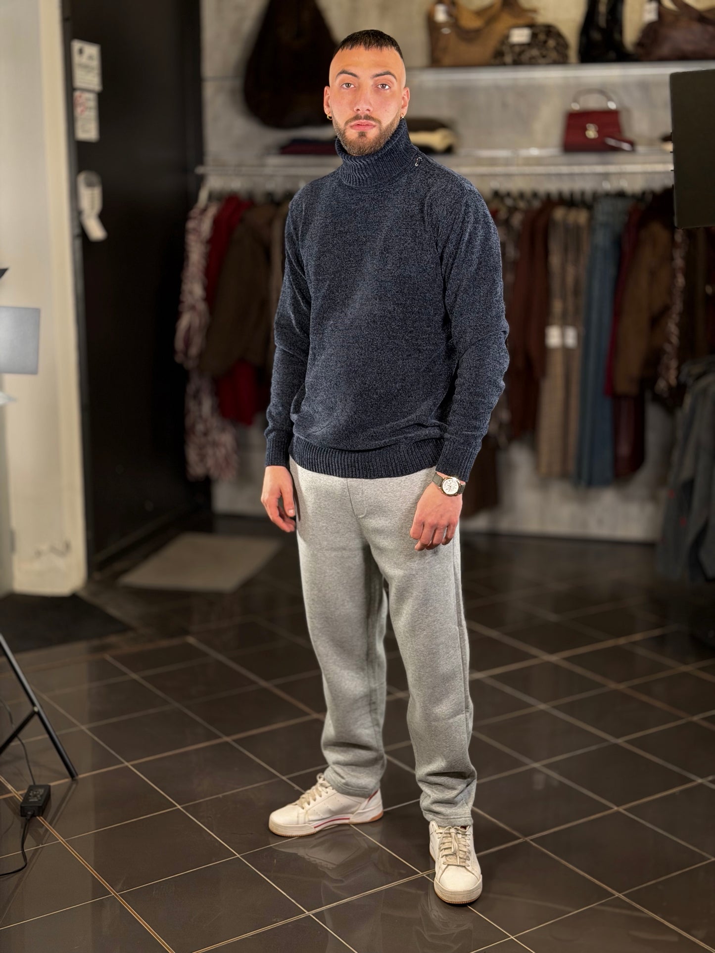 Dolcevita effetto ciniglia blu 2476