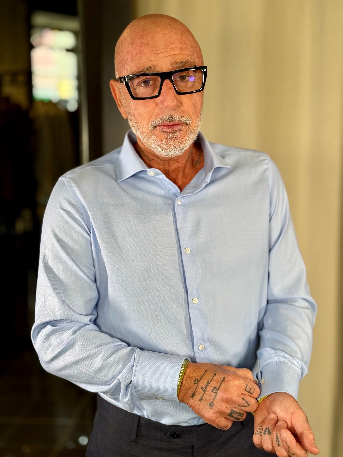 Camicia microfantasia azzurra 2324