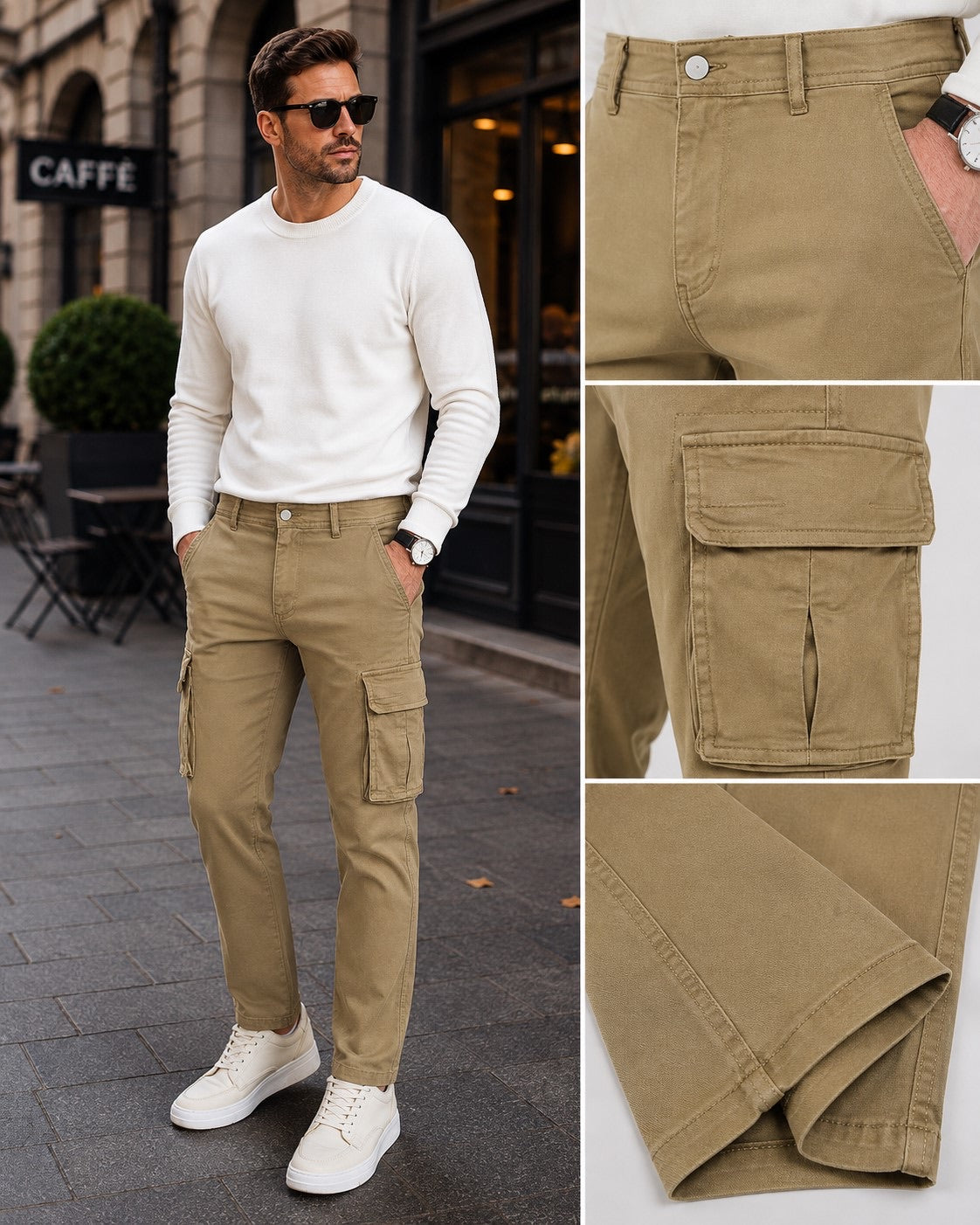 Pantalone cargo beige