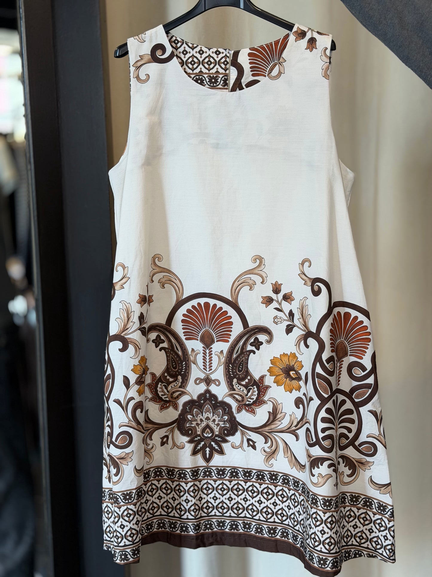 Abito a trapezio fantasia marrone e beige in taglia unica 2505