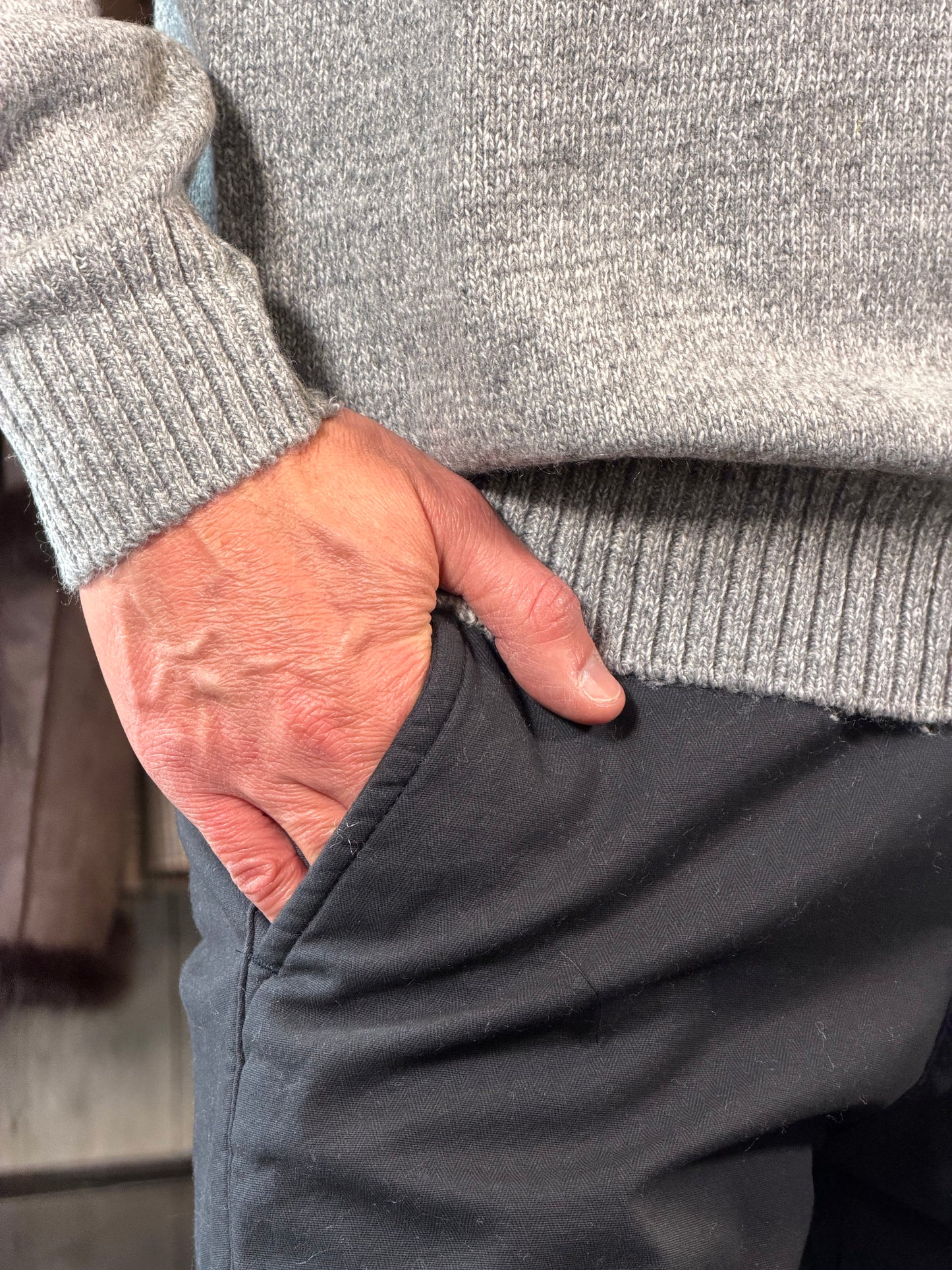 Maglione girocollo mélange grigio 2598