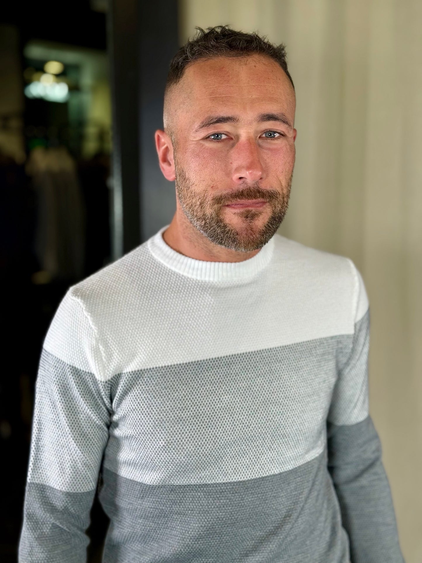 Maglioncino blockcolor bianco e grigio 2288