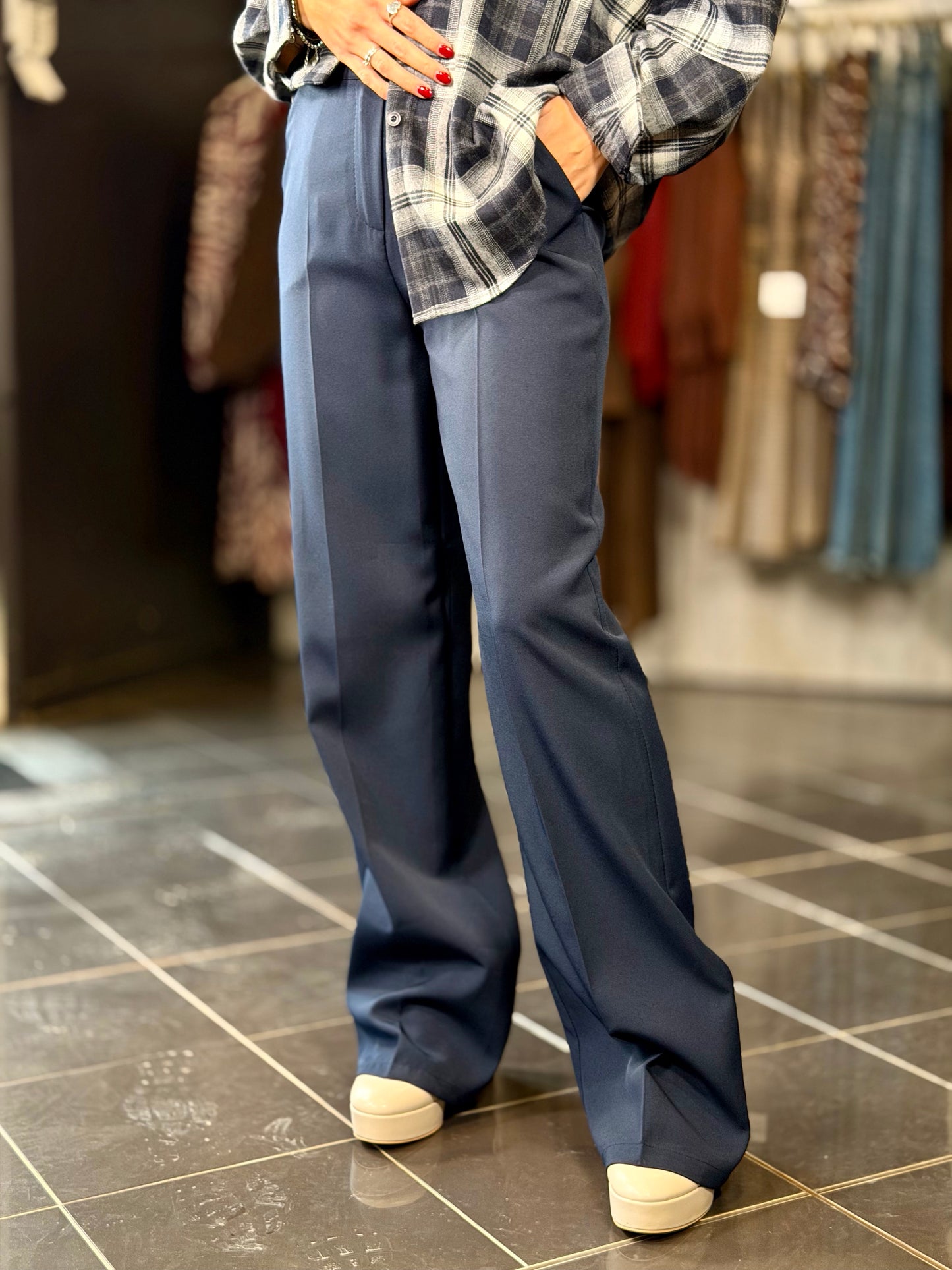 Pantalone a palazzo blu 2225
