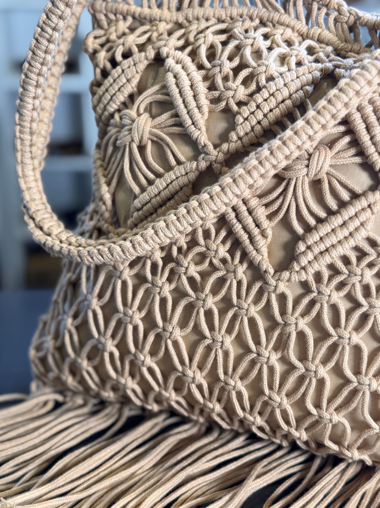 Borsa effetto uncinetto beige 2585