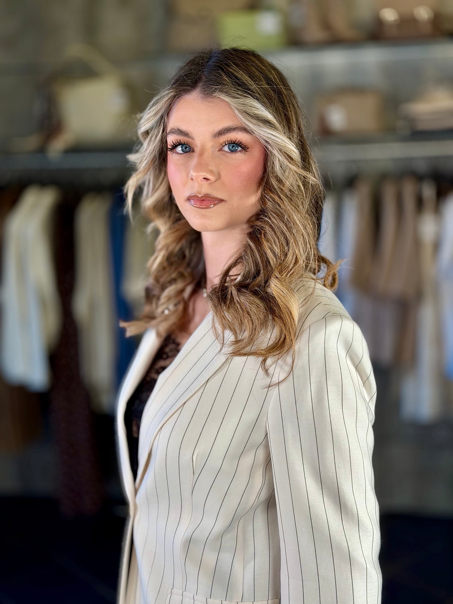 Tailleur gessato panna (giacca + pantalone) 2182