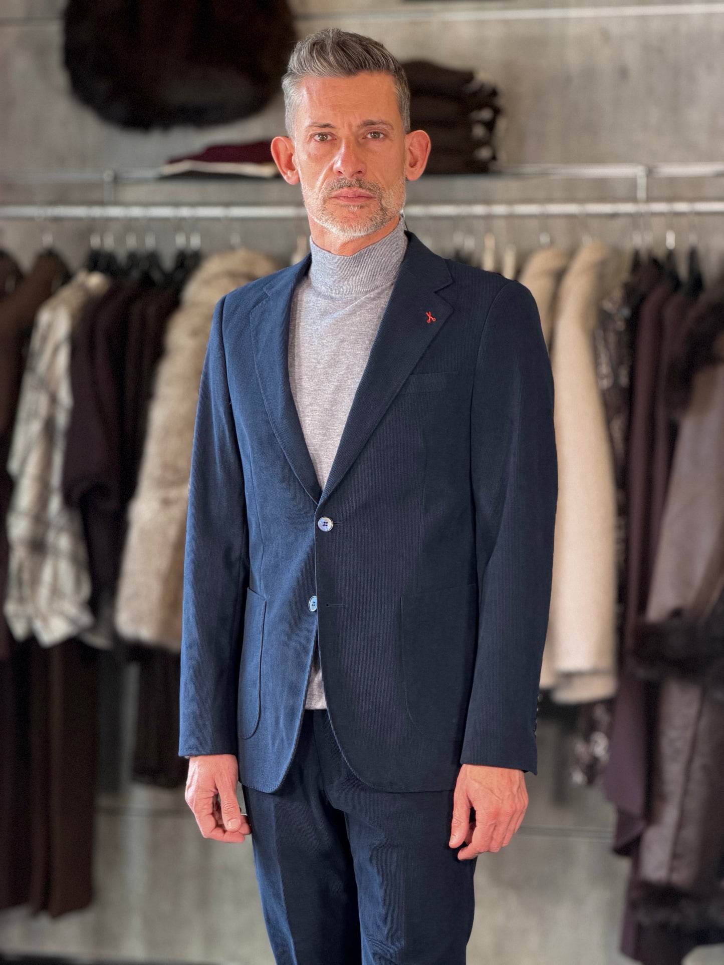 Abito (Giacca + Pantalone) effetto velluto blu 2584