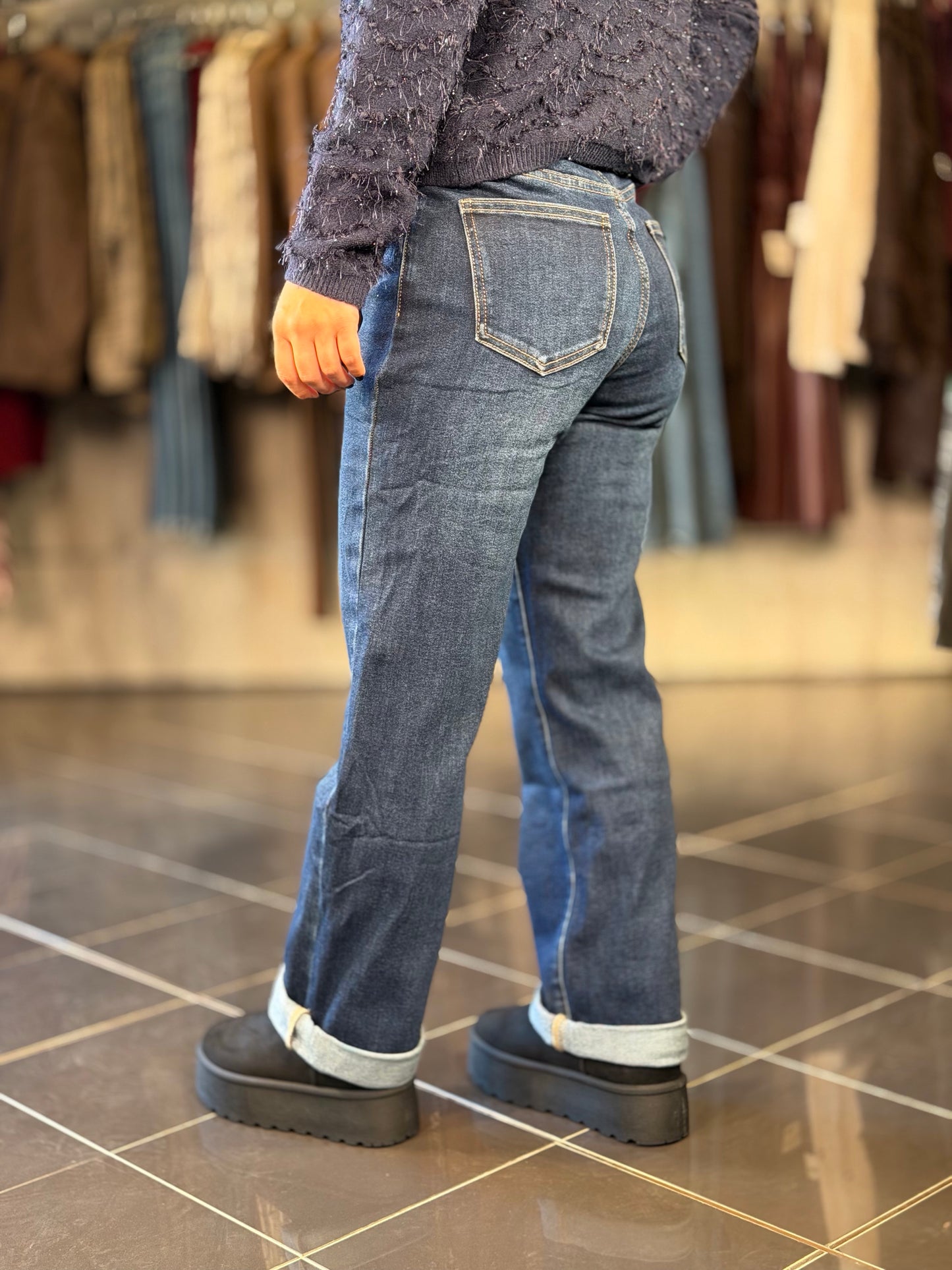 Jeans mom fit blu 2468