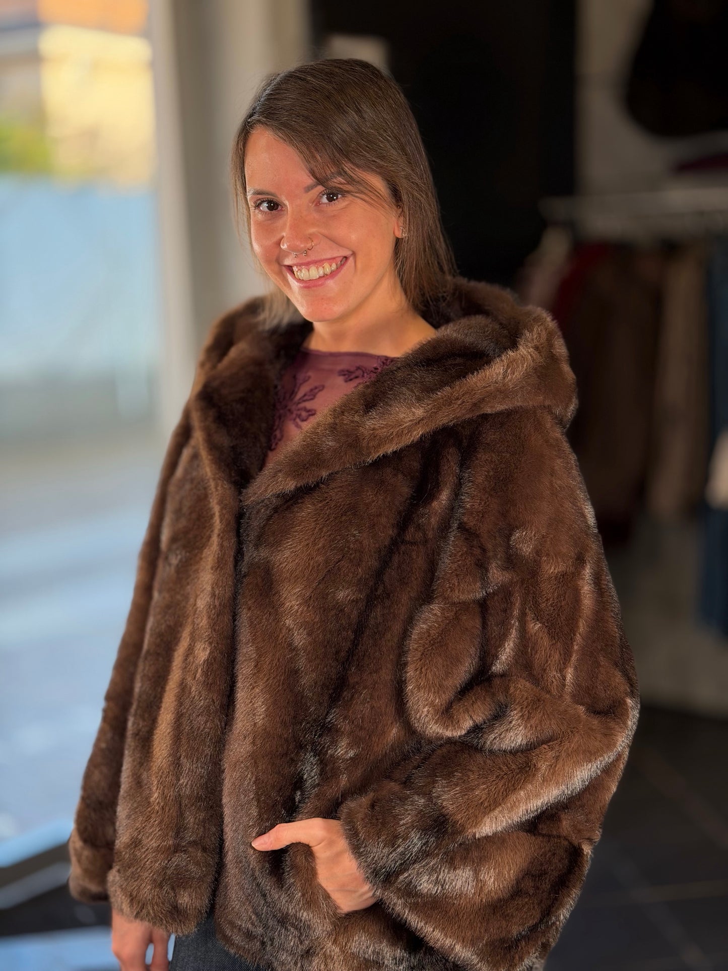 Pelliccia ecologica a bomber in taglia unica 2469