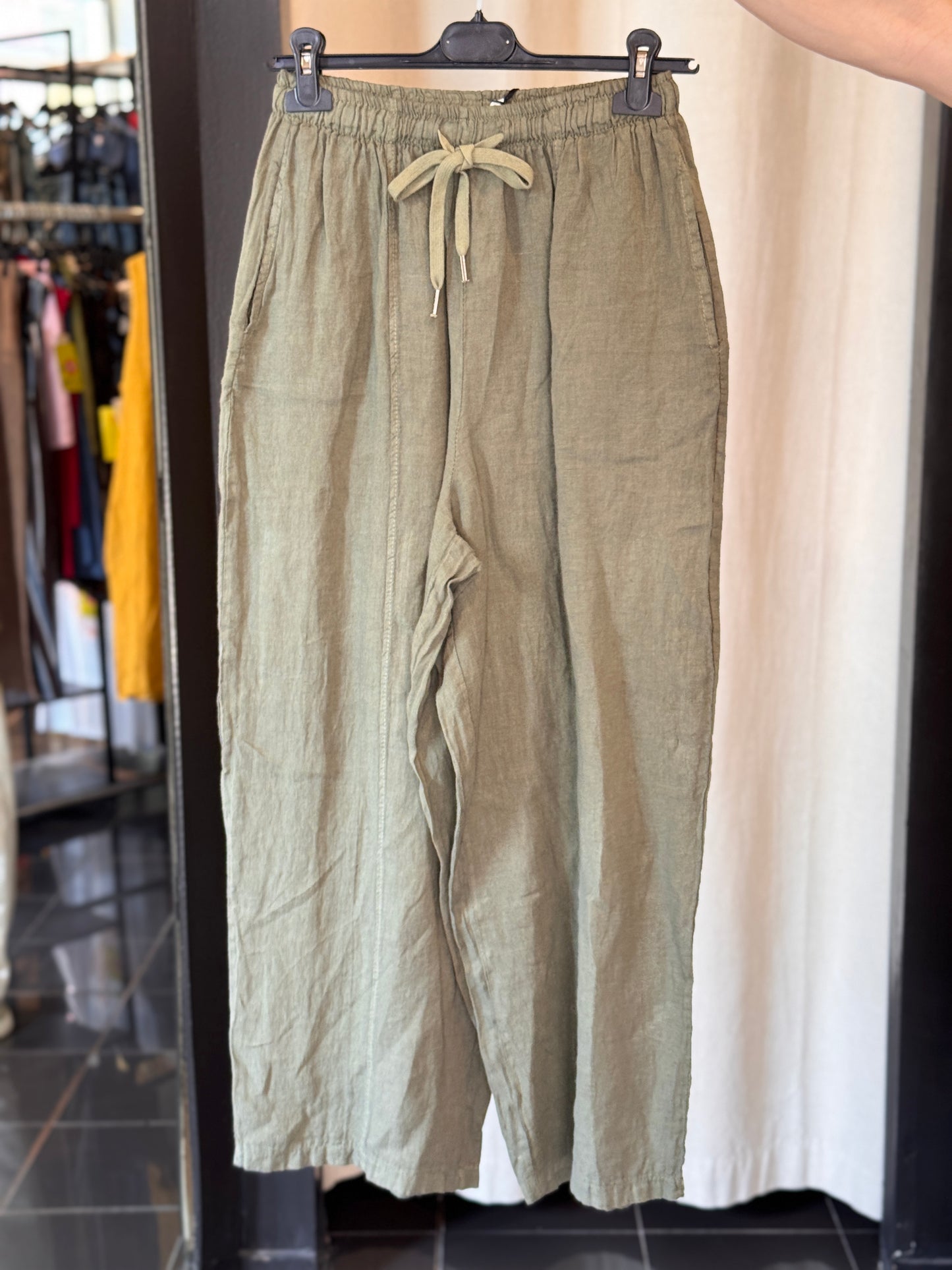 Pantalone in lino baloon vede militare in taglia unica 2931