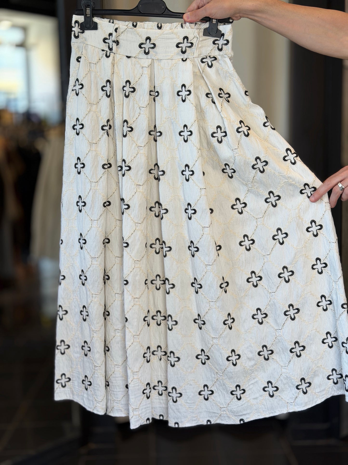 Gonna midi beige con stampa nera in taglia unica 2848