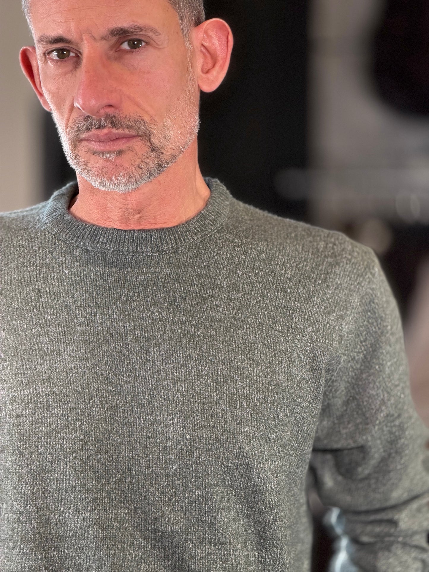 Maglione girocollo mélange verde 2600