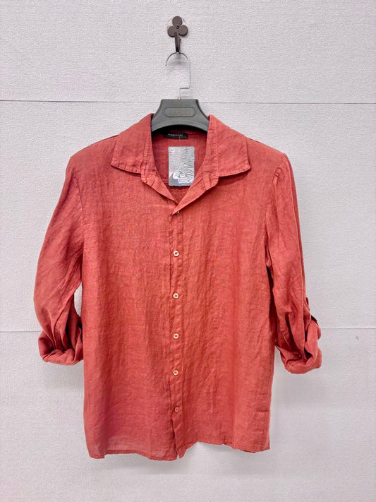 Camicia in lino mattone 2456