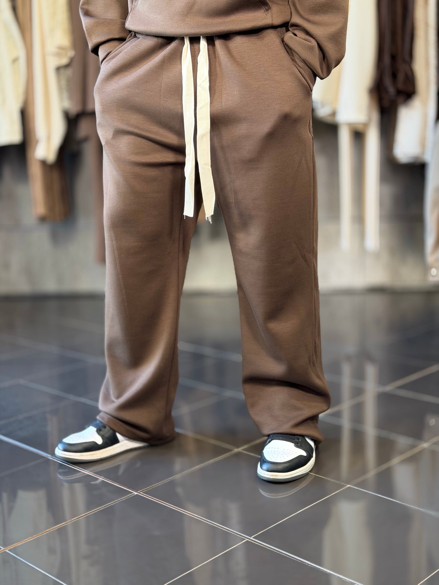 Completo tuta (felpa + pantalone) marrone 2283