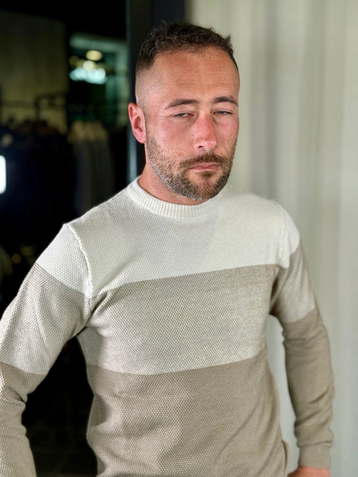 Maglioncino blockcolor bianco e beige 2290