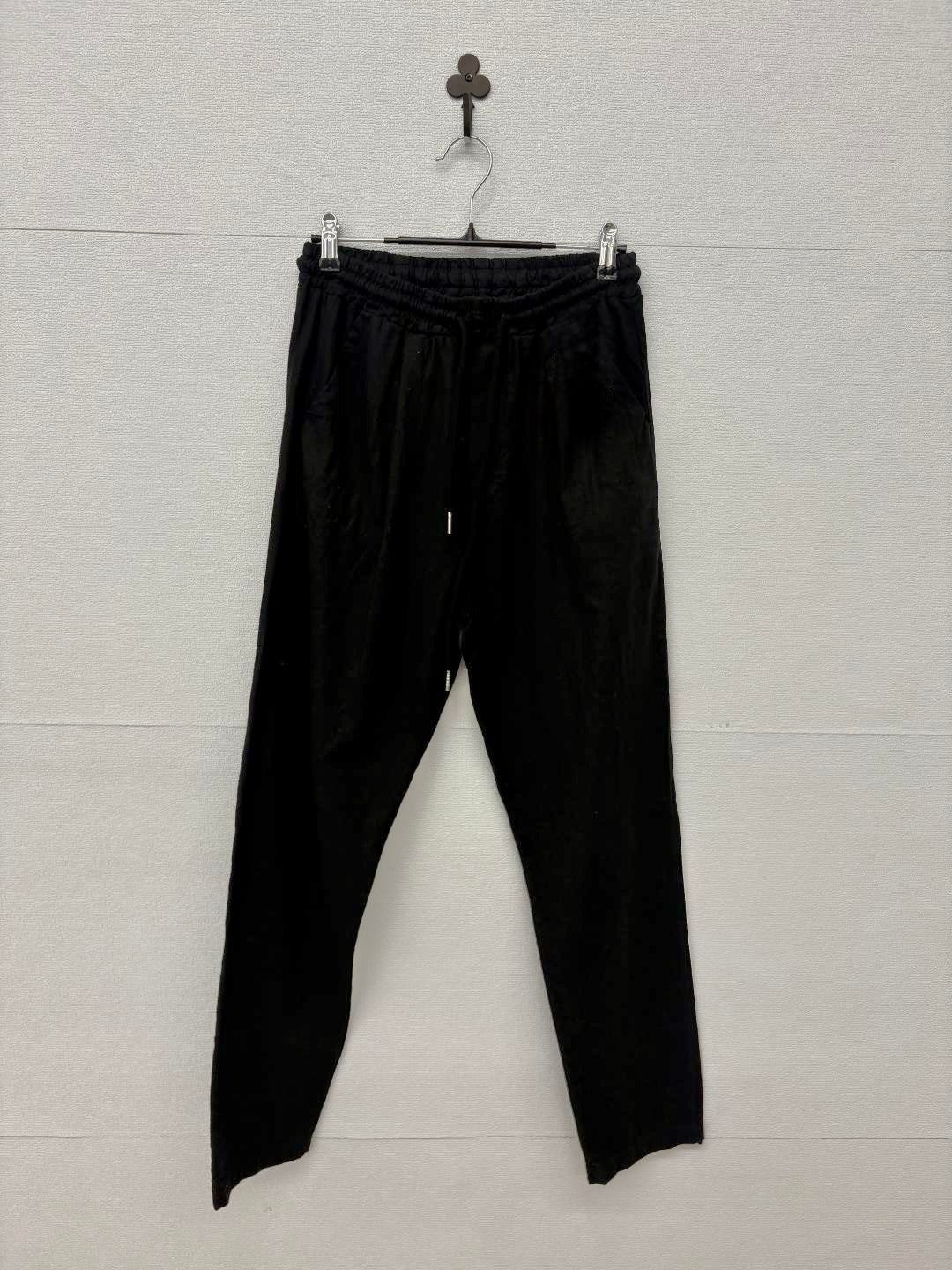 Pantalone in lino nero con coulisse 2434