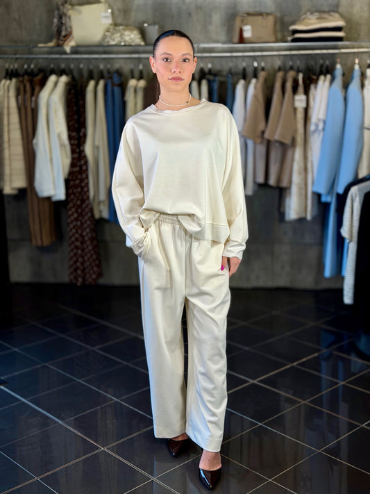 Felpa panna oversize in taglia unica 2033