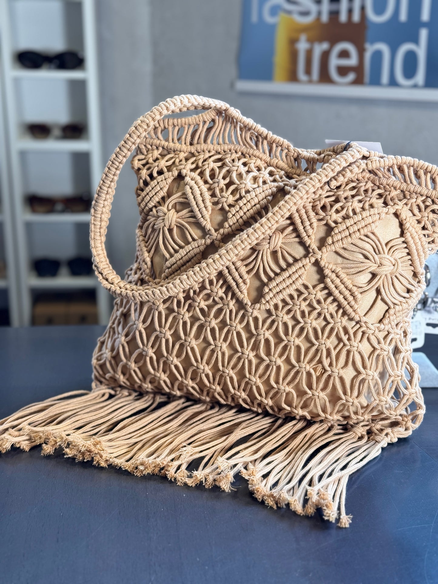 Borsa effetto uncinetto beige 2585