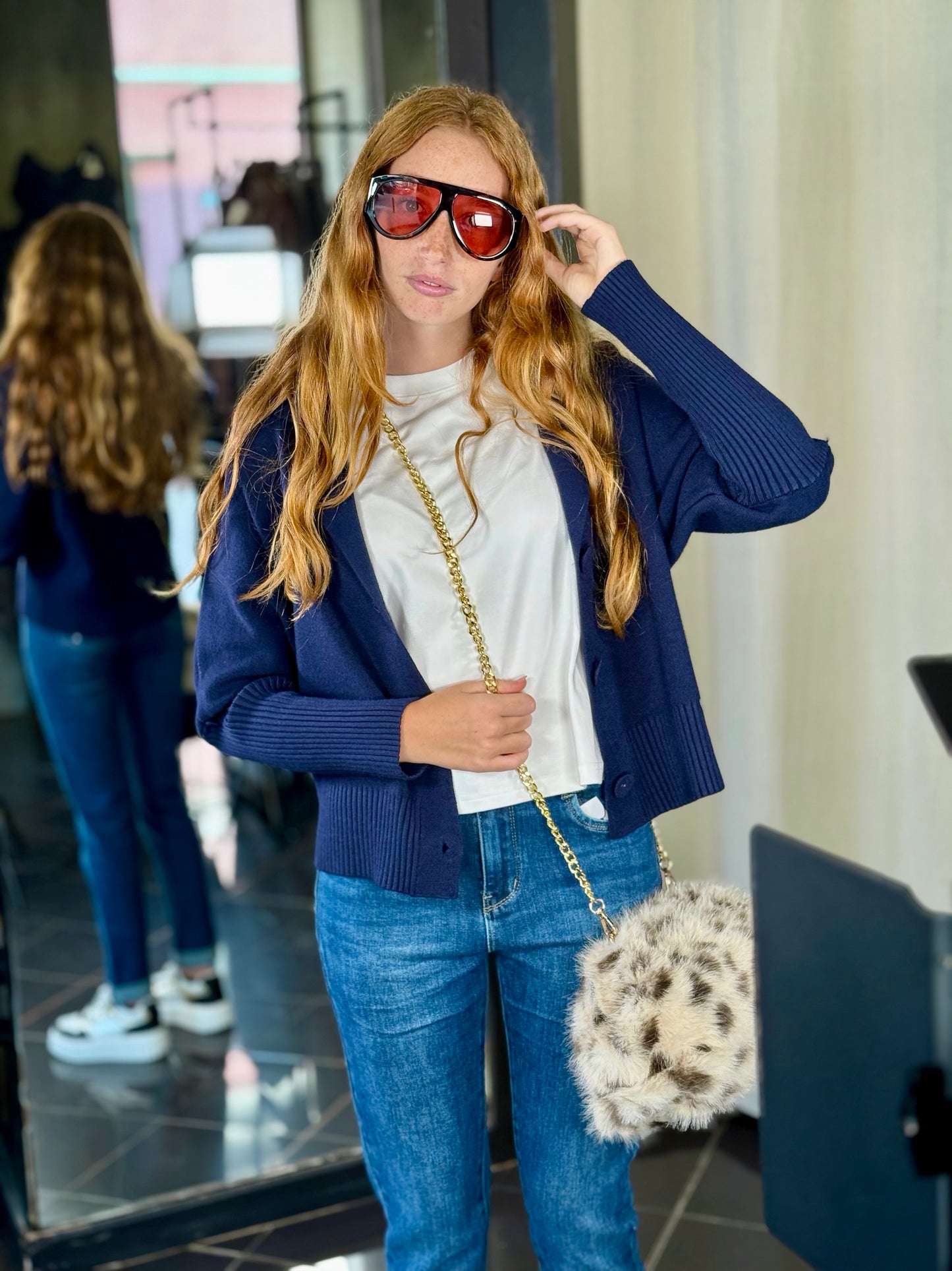 Giacca in maglia blu in taglia unica 2376