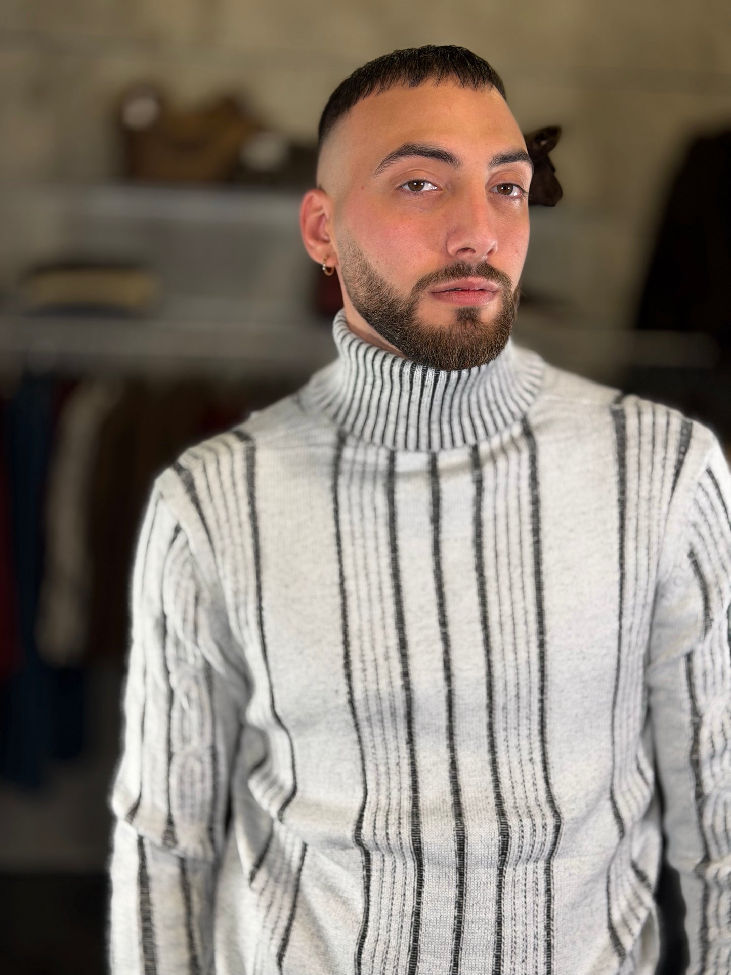 Dolcevita con treccia bianco 2505