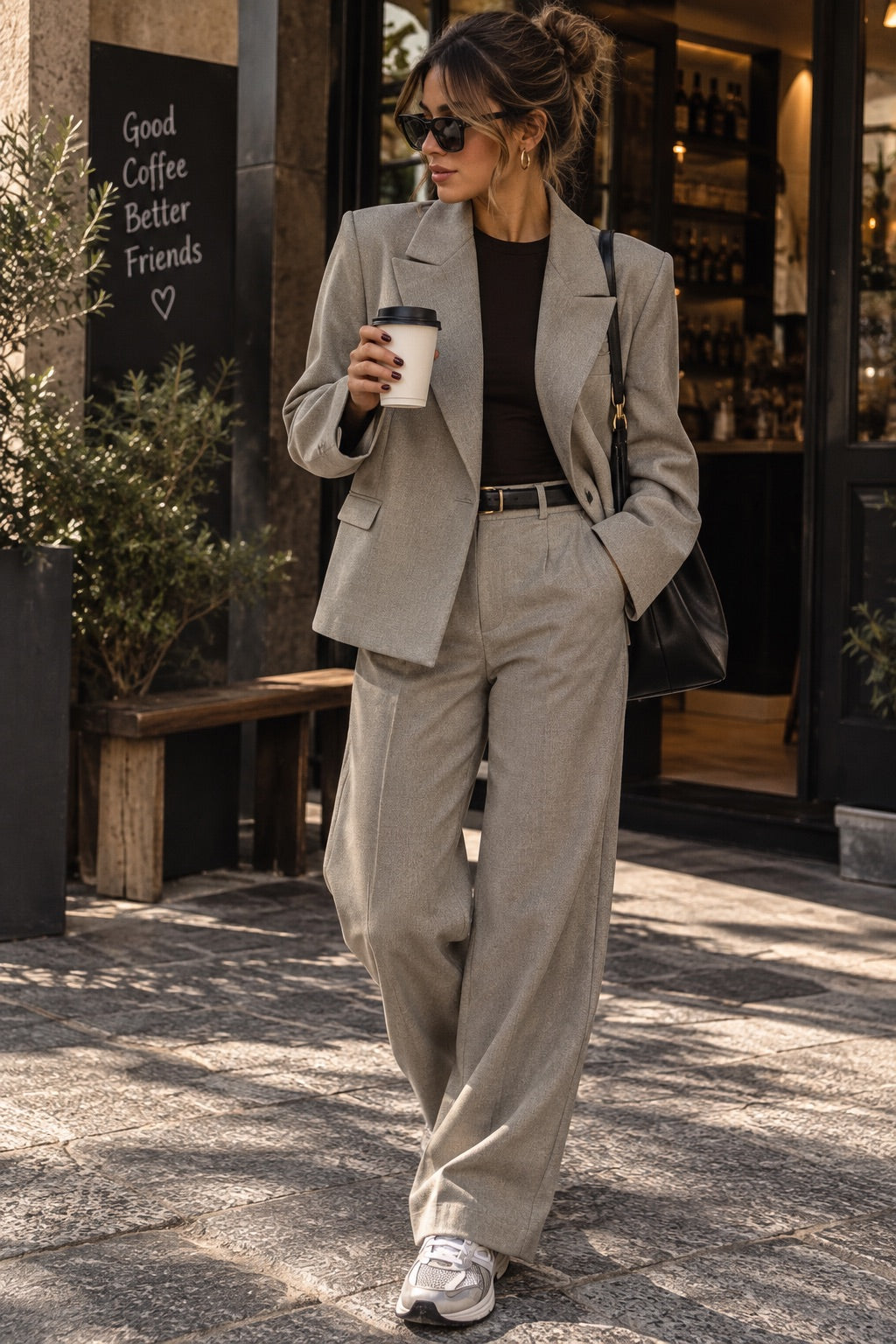 Pantalone slim beige
