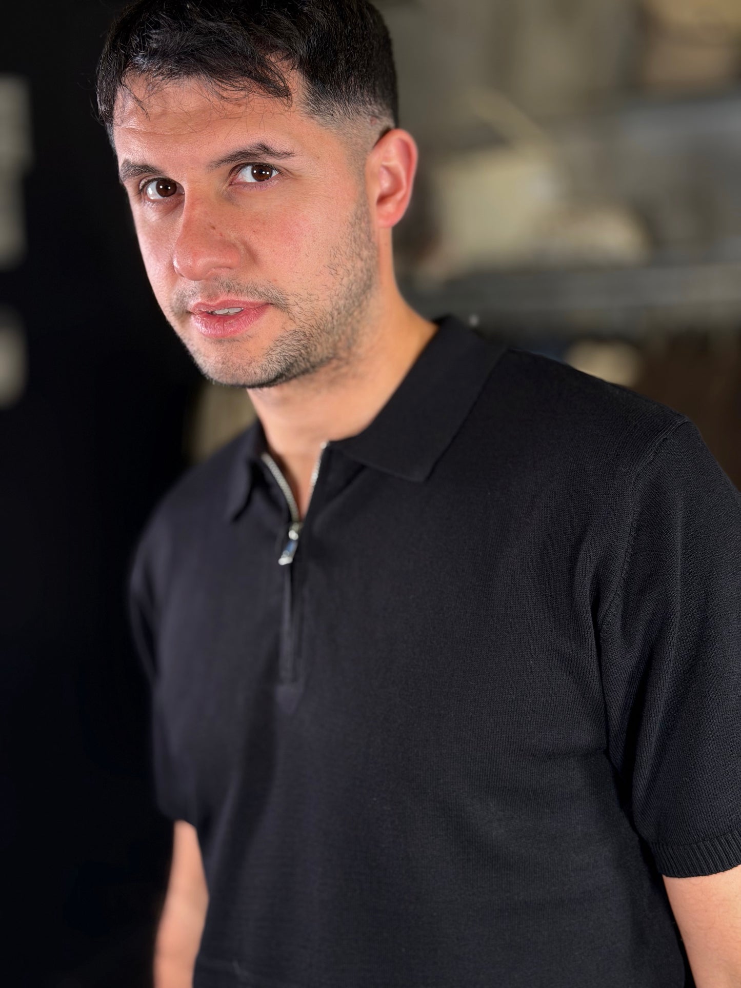 Polo in filo con zip nera 2159