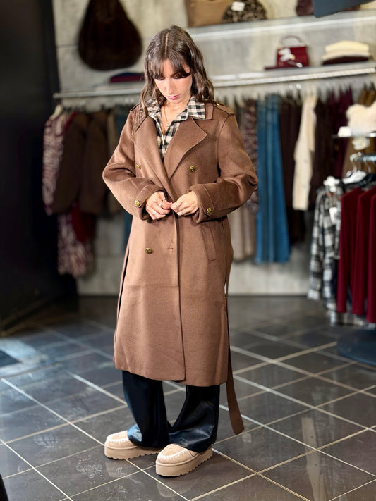Trench in panno marrone in taglia unica 2247