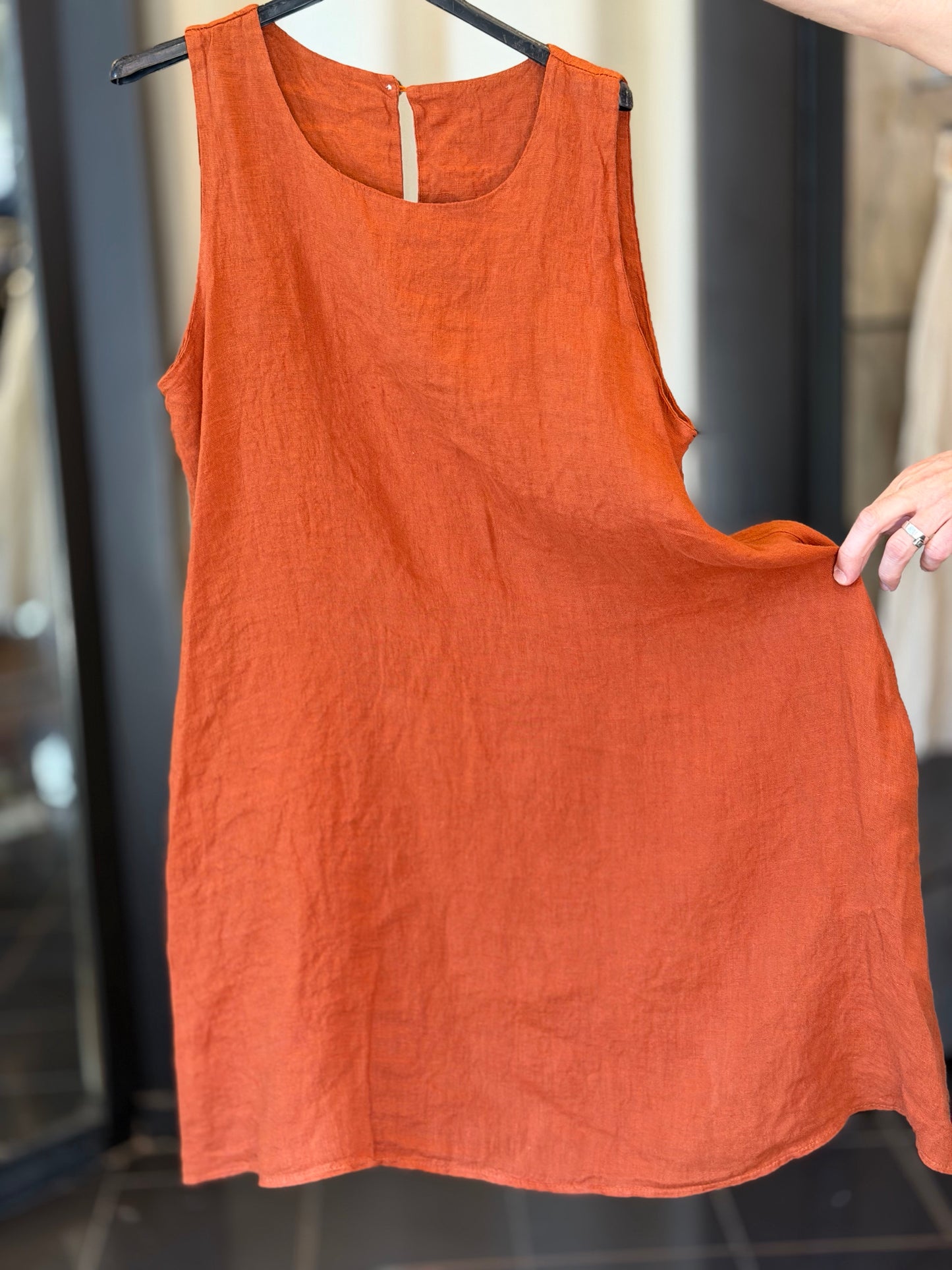 Abito in lino arancio in taglia unica 2864