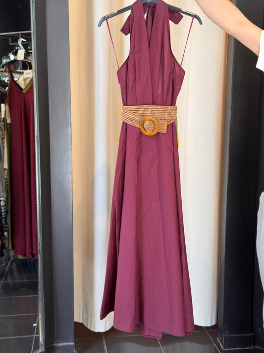Abito Bordeaux con cintura in taglia unica 2708