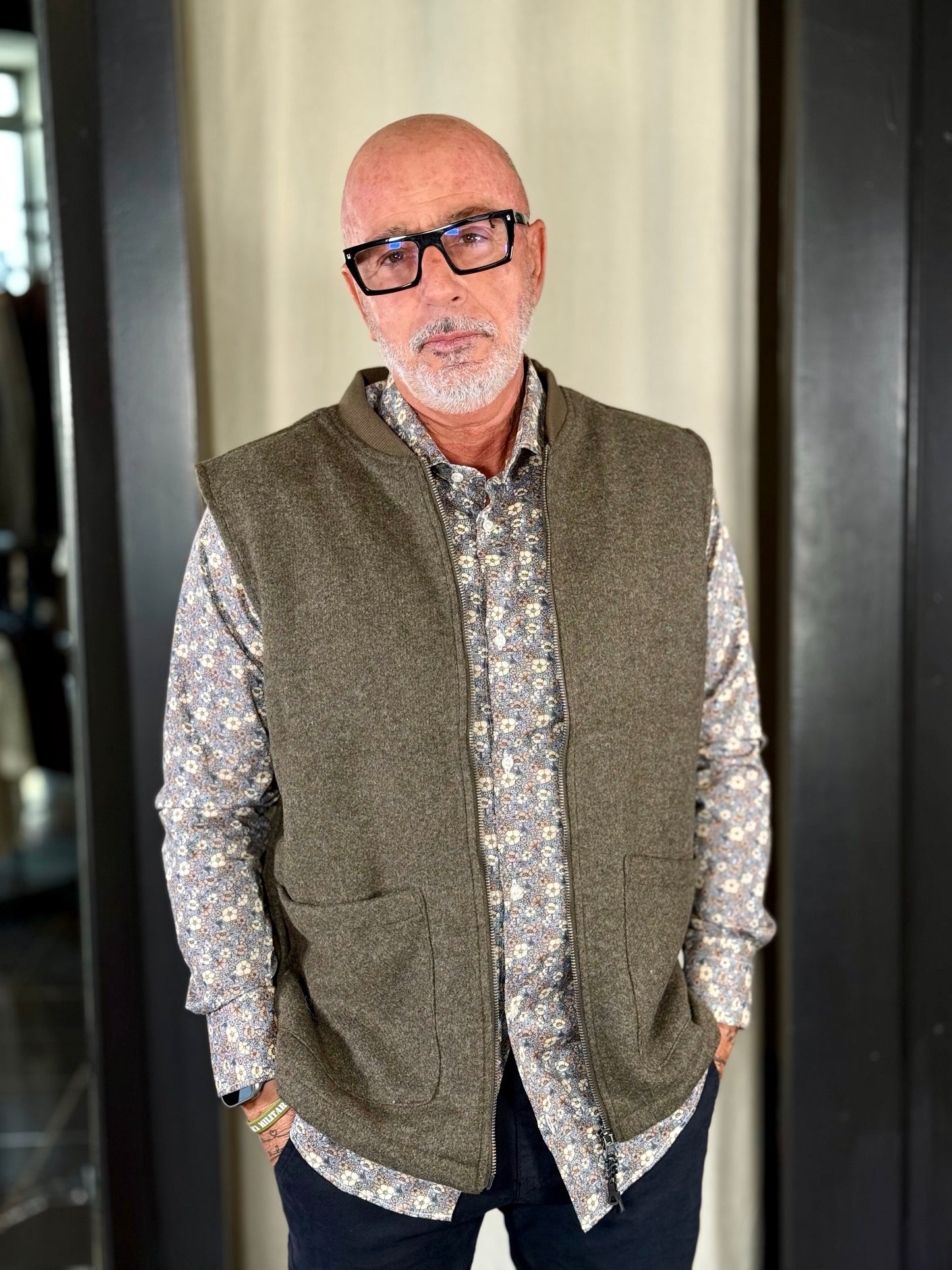 Smanicato effetto lana cotta verde militare 2319