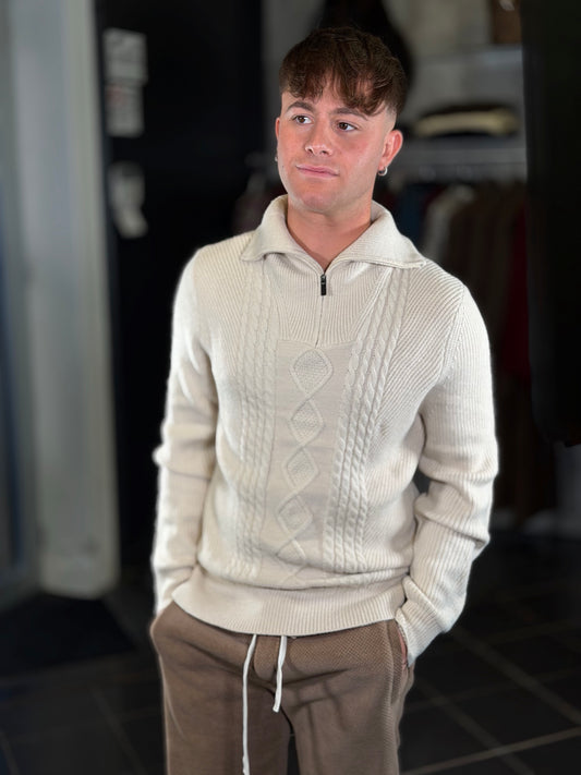 Maglione con mezza zip beige 2481