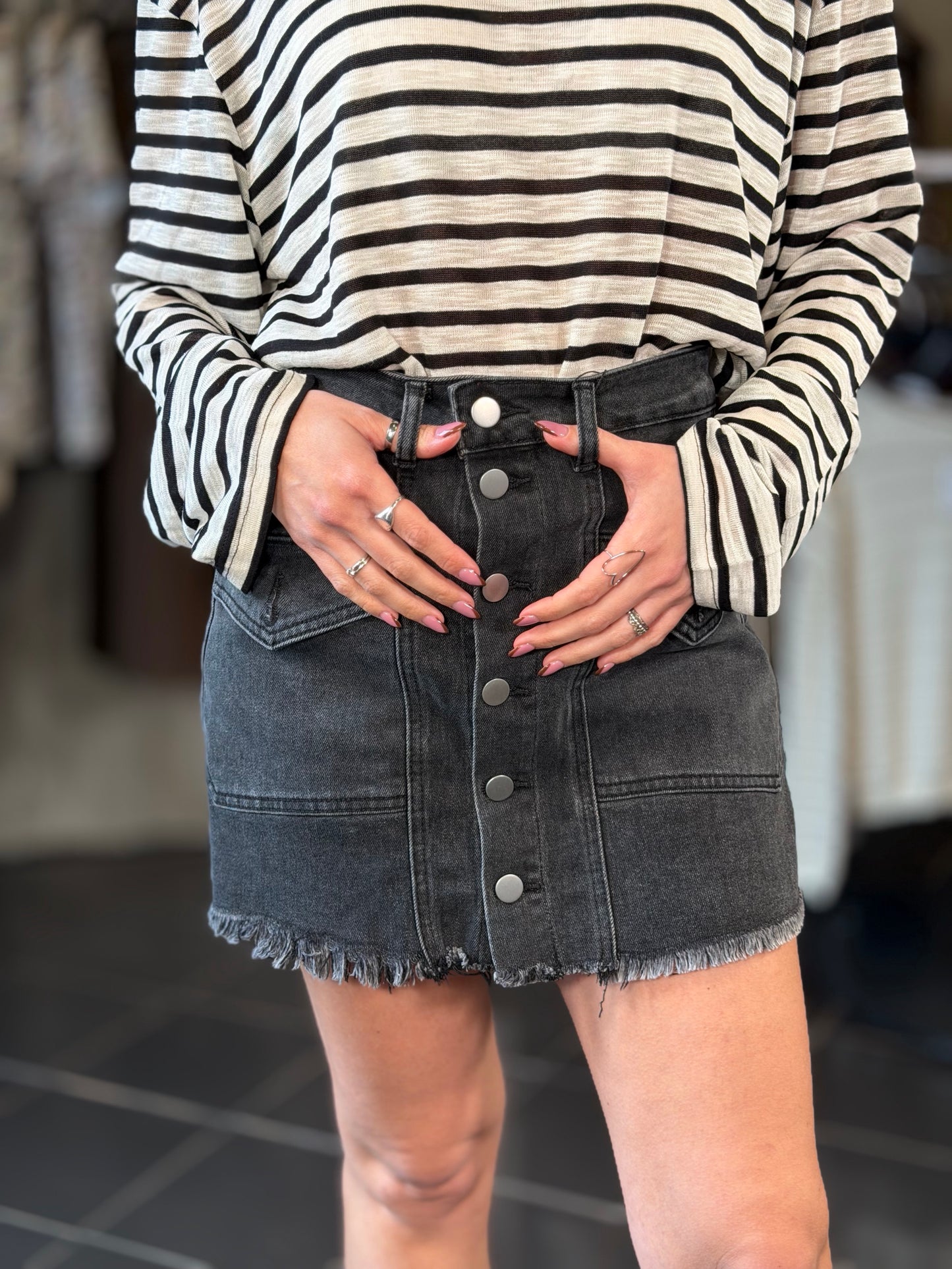 Mini gonna con pantaloncino grigia in jeans 2247
