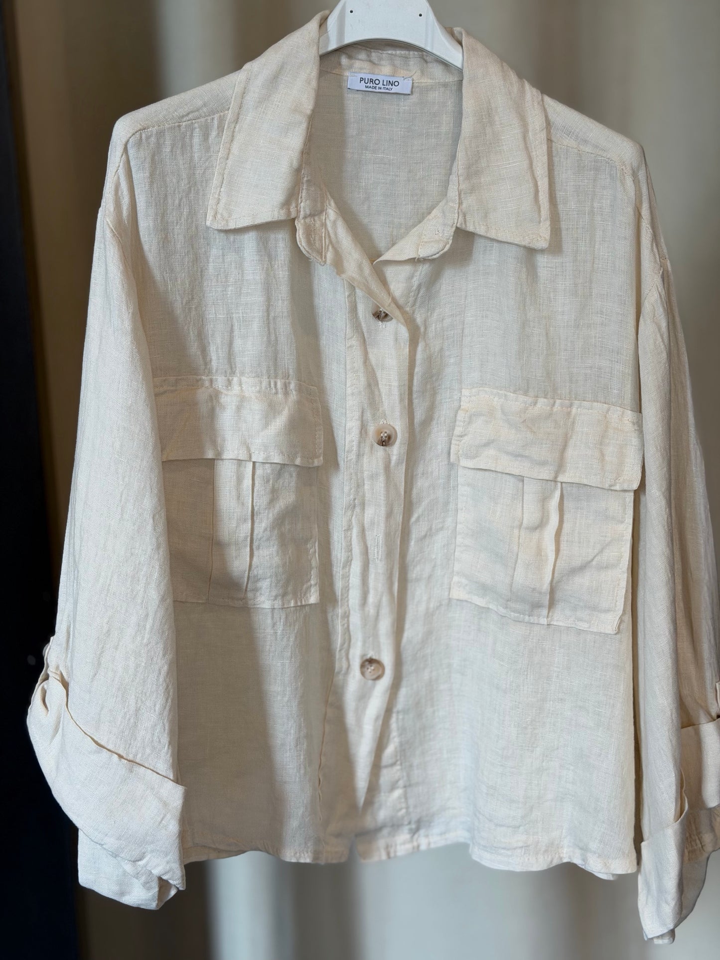 Camicia in lino sabbia in taglia unica 2559