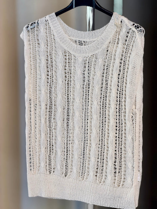 Gilet traforato panna in taglia unica 2382