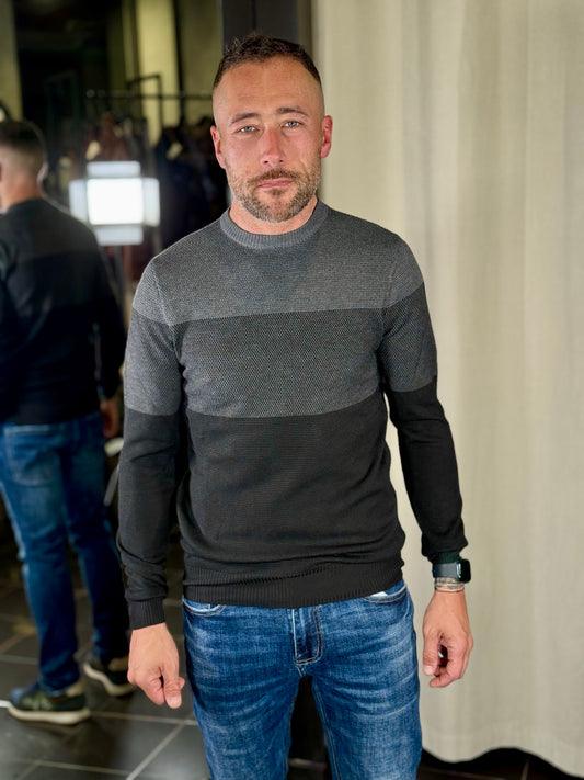 Maglioncino blockcolor grigio e nero 2289