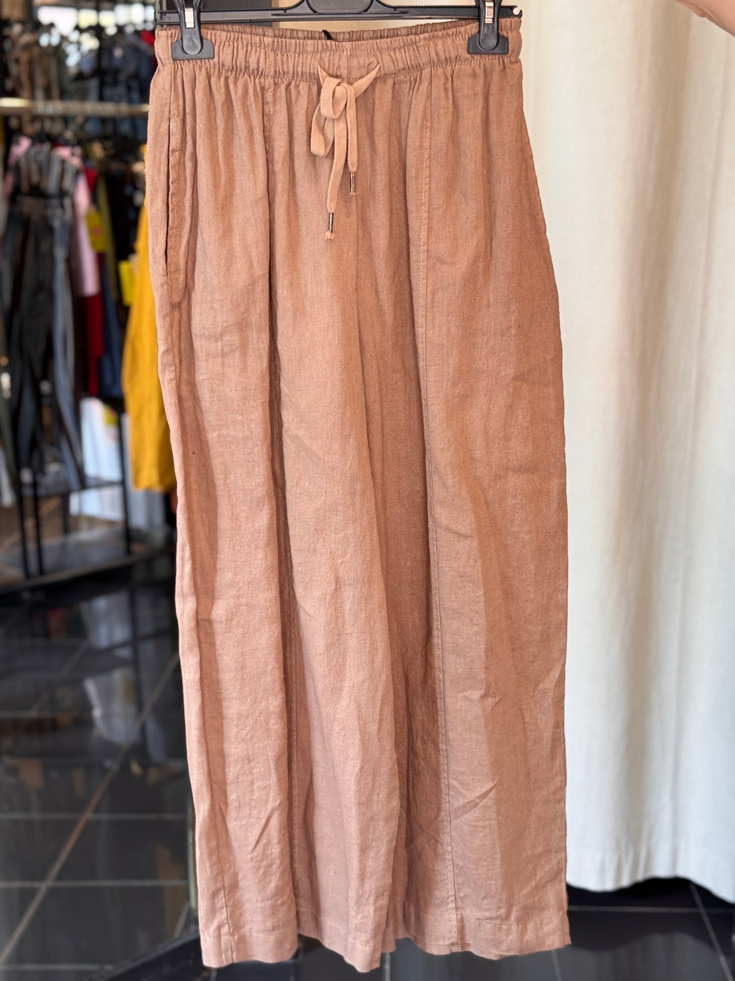 Pantalone in lino baloon tabacco in taglia unica 2930