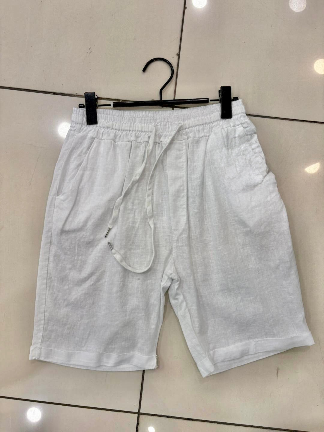 Bermuda in lino con coulisse bianco 2432