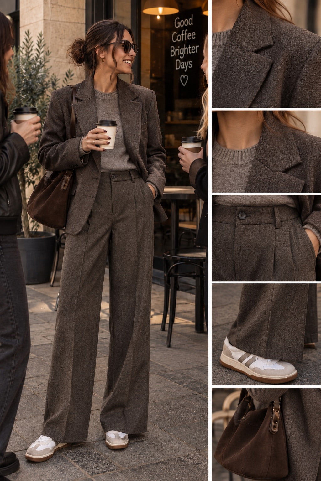Pantalone sale e pepe marrone largo