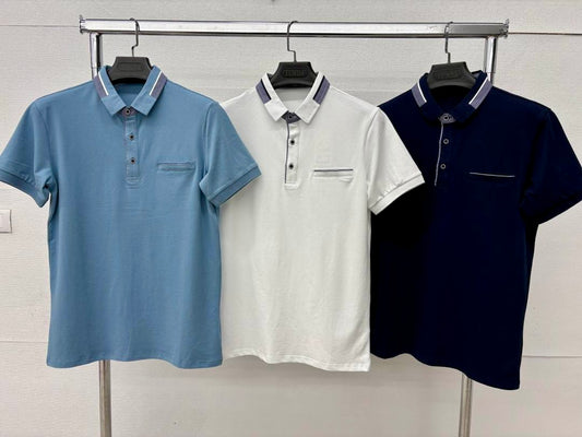 Polo azzurra con profili blu 2366
