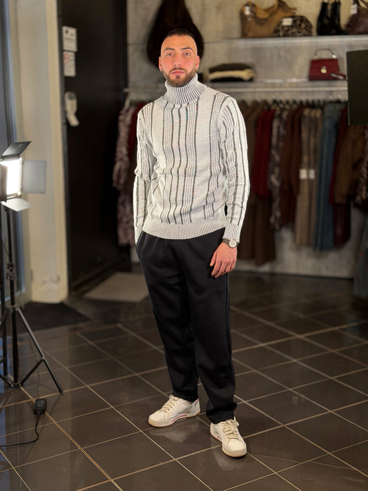 Dolcevita con treccia bianco 2505