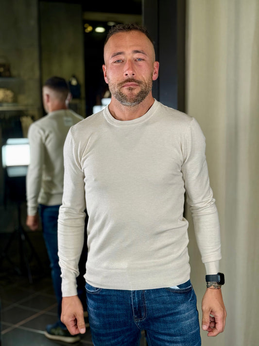 Maglioncino girocollo basico sabbia 2092