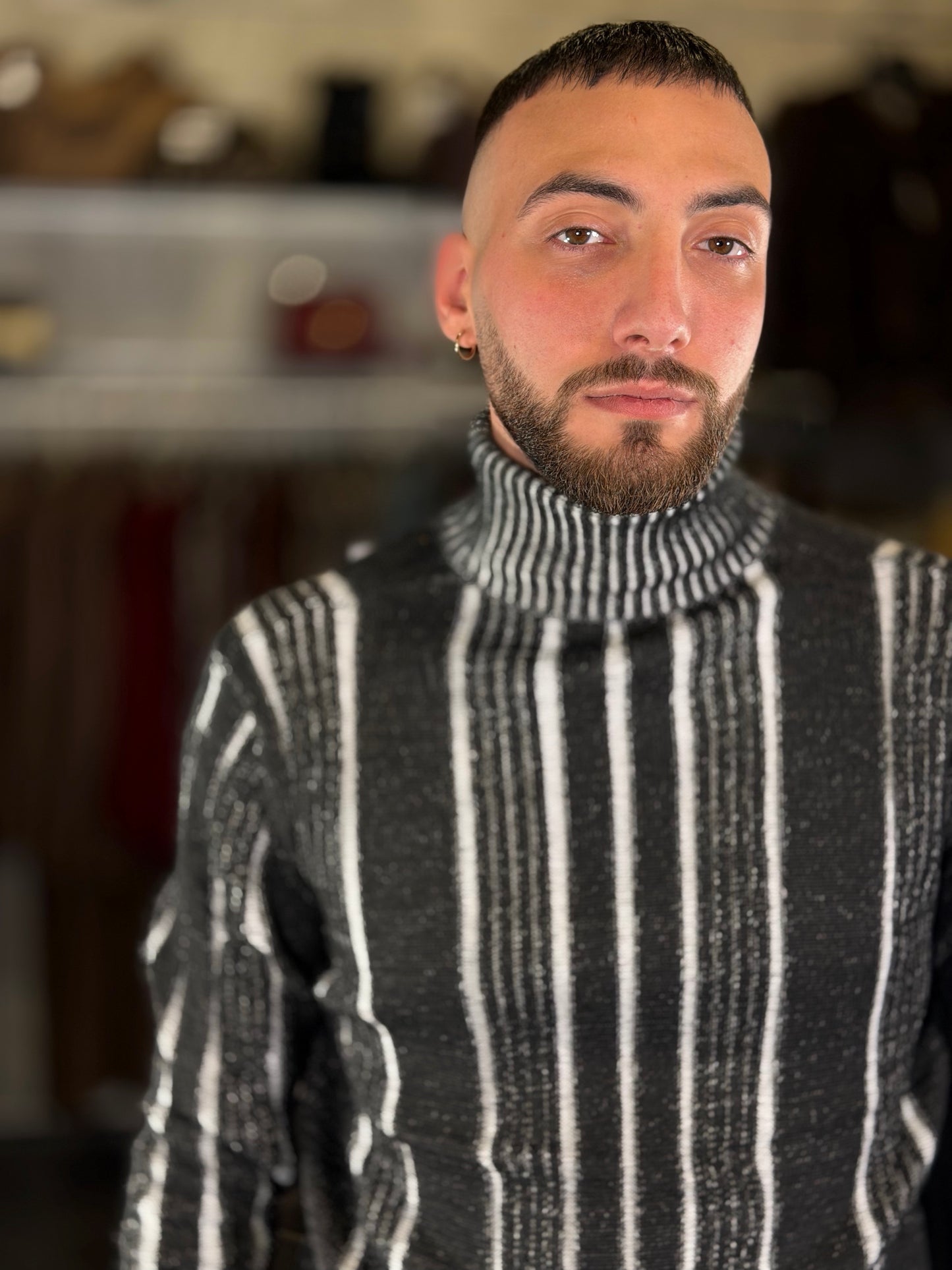 Dolcevita con treccia nero 2504