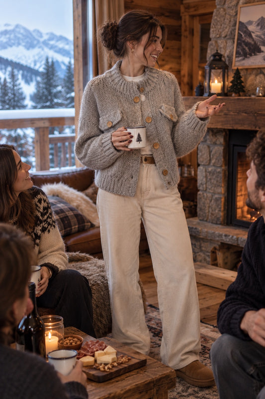 Cardigan melange grigio in taglia unica